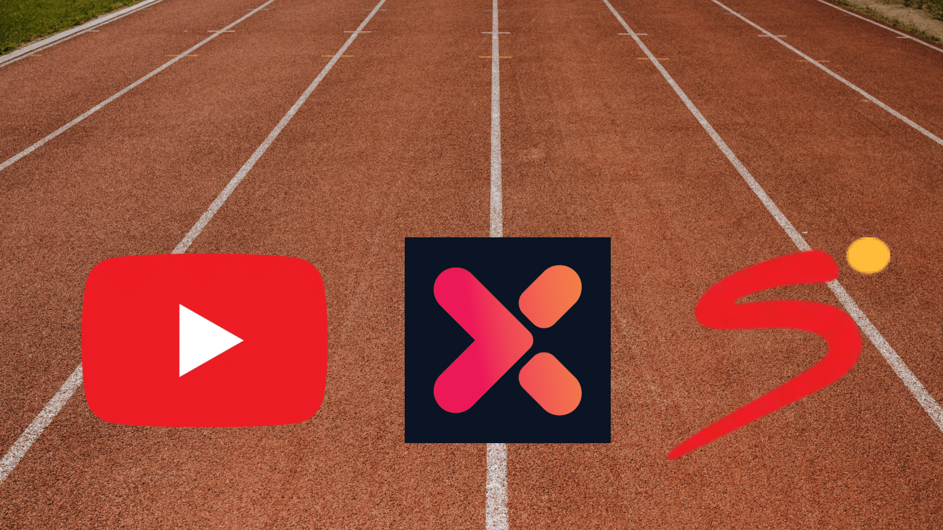 YouTube, Showmax, and SuperSport logos on a race track